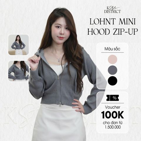 [LOHNT] Áo khoác nữ Mini Hood Zip-up form ngắn Hàn Quốc cao cấp