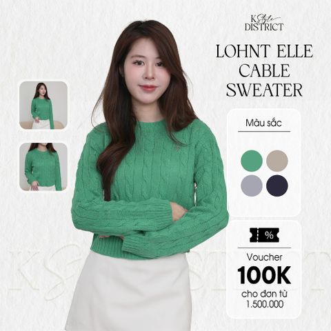 [ LOHNT ] Áo len nữ  Elle Cable Sweater vặn thừng cao cấp