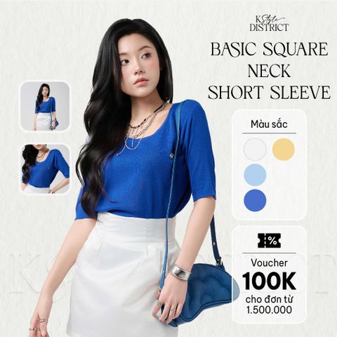 [LOHNT] Áo thun nữ Hàn Quốc cao cấp basic cổ vuông tay ngắn/ Basic square neck - Short sleeve  - LT017