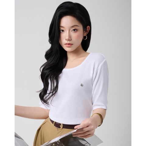 [LOHNT] Áo thun nữ Hàn Quốc cao cấp basic cổ vuông tay ngắn/ Basic square neck - Short sleeve  - LT017