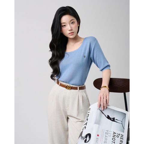 [LOHNT] Áo thun nữ Hàn Quốc cao cấp basic cổ vuông tay ngắn/ Basic square neck - Short sleeve  - LT017