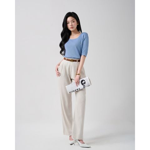 [LOHNT] Áo thun nữ Hàn Quốc cao cấp basic cổ vuông tay ngắn/ Basic square neck - Short sleeve  - LT017