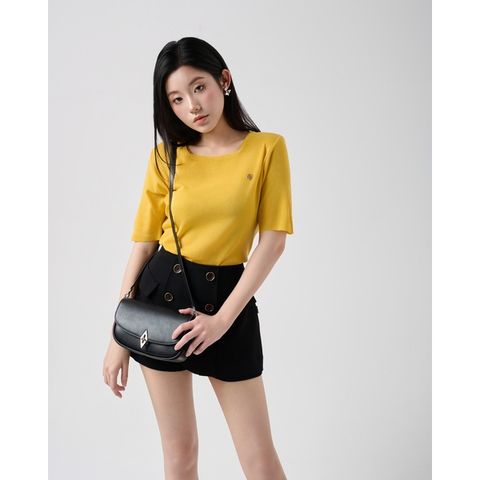 [LOHNT] Áo thun nữ Hàn Quốc cao cấp basic cổ vuông tay ngắn/ Basic square neck - Short sleeve  - LT017