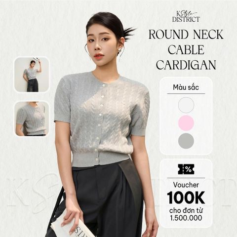 [LOHNT] Áo cardigan nữ cổ tròn, dệt gân Hàn Quốc cao cấp/ Round-neck - Cable - Cardigan - LT005