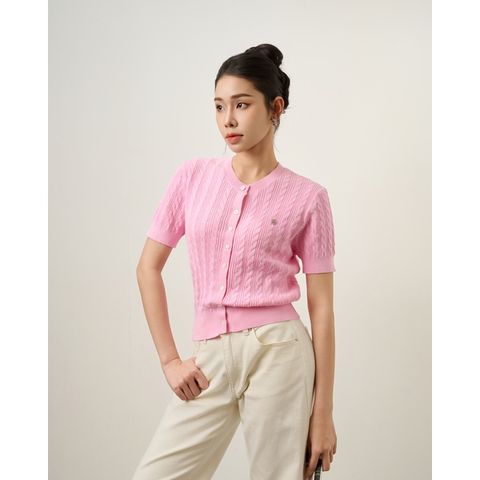 [LOHNT] Áo cardigan nữ cổ tròn, dệt gân Hàn Quốc cao cấp/ Round-neck - Cable - Cardigan - LT005