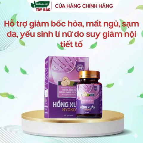 Viên Uống Hồng Xuân Nyoko - Hỗ Trợ Nội Tiết Tố Nữ, Giảm Bốc Hỏa, Mất Ngủ (Hộp 30 Viên)