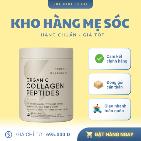Bột Collagen Sports Research Organic Collagen Peptides Unflavored 227g Mỹ - MẸ SÓC