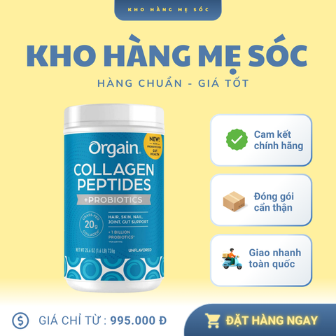 Bột Collagen Orgain Collagen Peptides +Probiotics 726g Mỹ (Không mùi vị) - MẸ SÓC 