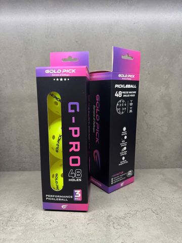 Hộp 3 quả bóng Pickleball 48 lỗ, chính hãng Gold Pick, nhựa nguyên sinh đúc nguyên khối