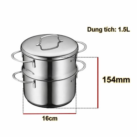 Nồi hấp inox WMF Mini 16cm kèm nắp, Cromargan 18/10, đáy TransTherm dùng mọi loại bếp, hấp rau củ