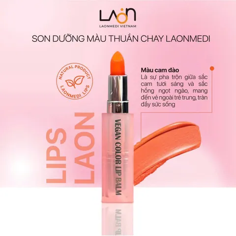 Son Dưỡng Màu Thuần Chay Laonmedi Vegan Color 4g - Son Môi Mềm Mại Từ Thiên Nhiên, Không Chứa Động Vật, Dưỡng Ẩm Tốt Cho Môi