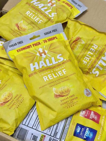 Kẹo Halls Honey Lemon 70 Viên – Giảm ho, Thơm mát