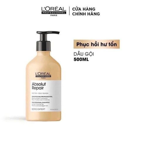 Dầu Gội L’Oréal Serie Expert Absolut Repair 500ml - Phục Hồi Tóc Hư Tổn, Dưỡng Ẩm Chuyên Sâu, Giúp Tóc Mềm Mượt