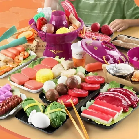 Bộ đồ chơi nấu lẩu cho bé 95 chi tiết đồ chơi nấu ăn mô phỏng thực phẩm nhà bếp cho trẻ em