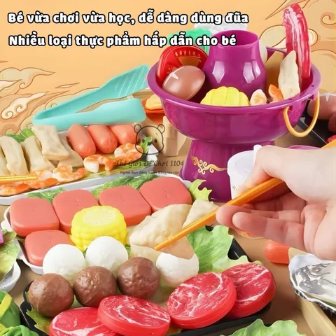 Bộ đồ chơi nấu lẩu cho bé 95 chi tiết đồ chơi nấu ăn mô phỏng thực phẩm nhà bếp cho trẻ em