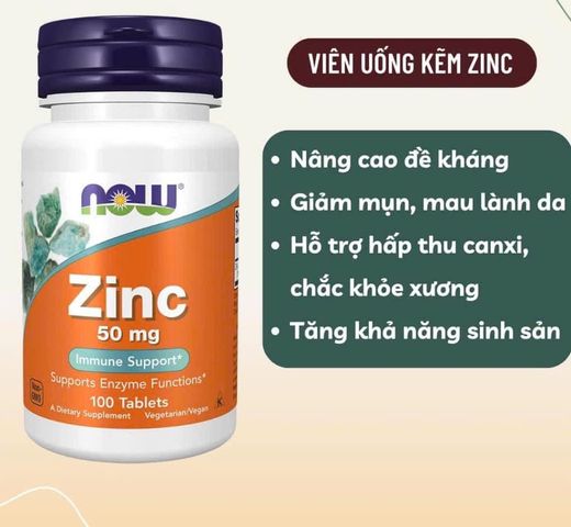 Viên Uống Kẽm NOW Zinc Gluconate 50mg - Tăng Đề Kháng, Hỗ Trợ Sức Khỏe, 100 Viên - Thực Phẩm Chức Năng Chất Lượng