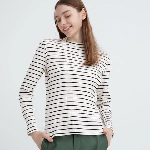 Áo thun tăm cổ 3 phân tay dài Uni Japan