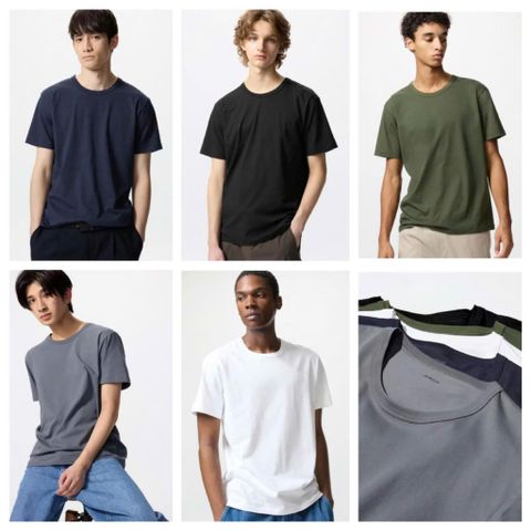 Áo thun cổ tròn AIRism Cotton của Nam Uni