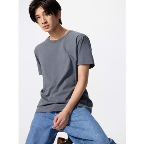 Áo thun cổ tròn AIRism Cotton của Nam Uni