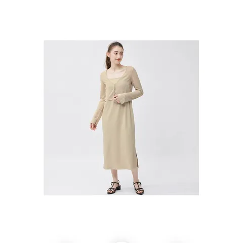 Set váy hai dây và  áo cardigan lưới mỏng Gu Japan