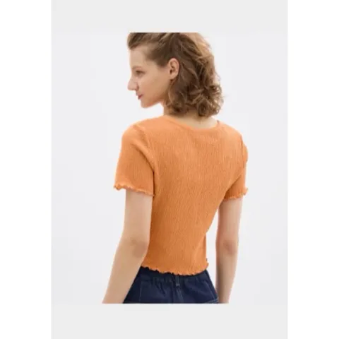 Áo sơ mi croptop cổ tim Gu Japan 634066
