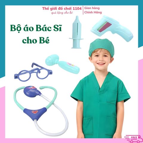 Bộ đồ chơi bác sĩ cho bé kèm áo bác sĩ và dụng cụ y tế đồ chơi nhập vai hướng nghiệp