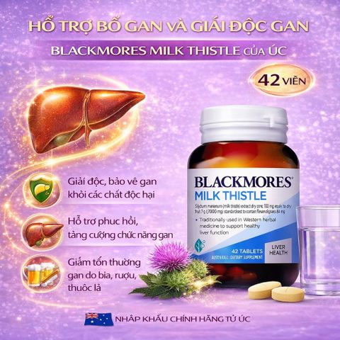 Viên Uống Blackmores Milk Thistle – Hỗ Trợ Chức Năng Gan, Giải Độc Gan – Lọ 60 Viên