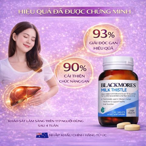 Viên Uống Blackmores Milk Thistle – Hỗ Trợ Chức Năng Gan, Giải Độc Gan – Lọ 60 Viên