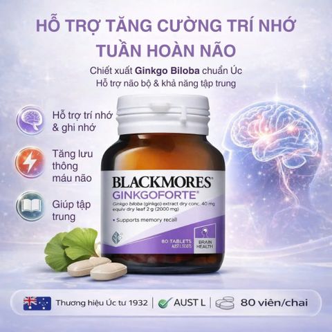 Viên Uống Bổ Não, Blackmores Ginkgoforte 40 Viên – Tăng Tuần Hoàn Não, Giảm Chóng Mặt