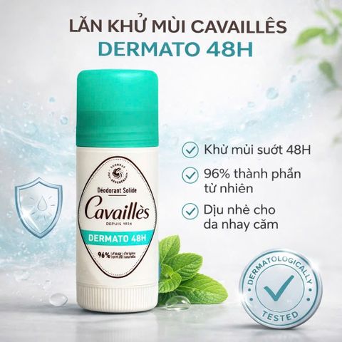 Lăn Khử Mùi Rogé Cavaillès Dermato 40ml Cho Da Nhạy Cảm - Hiệu Quả 48H, Dạng Sáp Hương Trà Xanh, Không Cồn, 96% Thành Phần Tự Nhiên