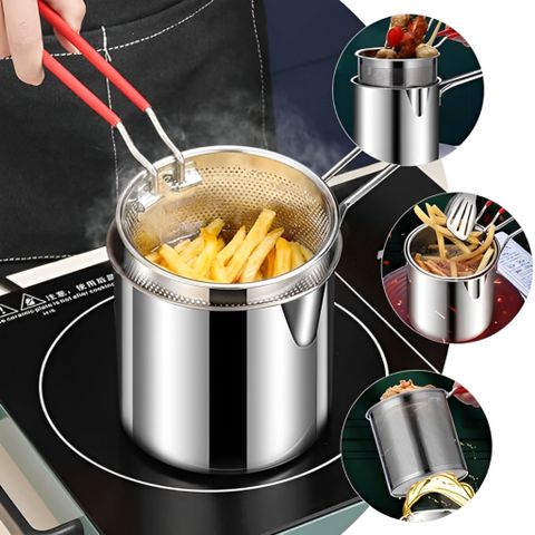 Bộ Nồi Chiên Nhúng Ngập Dầu Inox 304 Có Giá Lọc Tiết Kiệm 