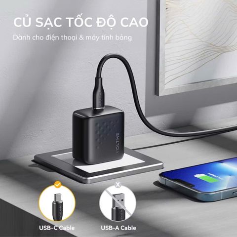 Bộ Cáp Sạc nhanh 20W Voltme GaN Hỗ Trợ Sạc Nhanh QC3.0 PD3.0