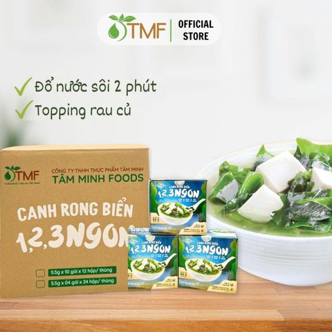 Thùng 12 Hộp Canh Rong Biển Ăn Liền 10 Gói x 5.5g - Dinh Dưỡng Tâm Minh Foods, Không Bột Ngọt, Giàu Vitamin, Tốt Cho Tim Mạch