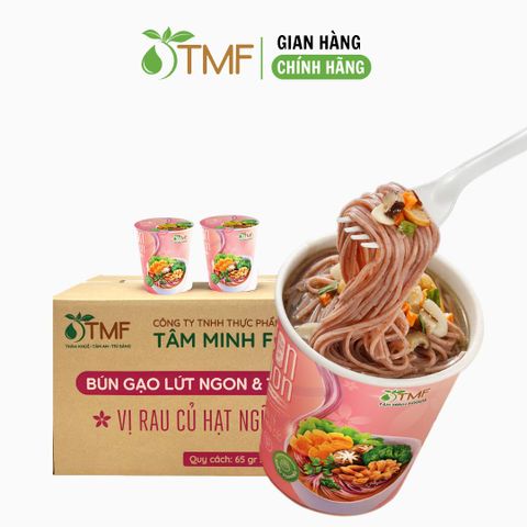 Thùng 24 ly bún gạo lứt ăn liền NGON & THON - Vị rau củ hạt ngũ cốc thuần chay healthy eatclean