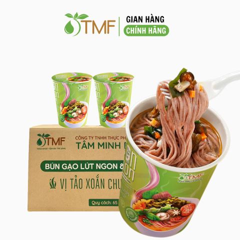 Thùng 24 ly bún gạo lứt ăn liền NGON & THON - Vị tảo xoắn chua cay thuần chay healthy eatclean
