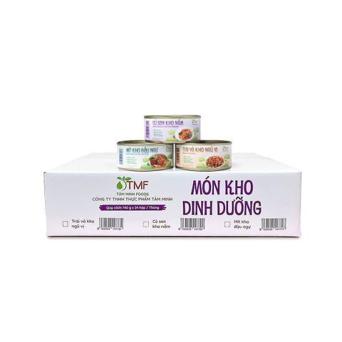 Thùng mix 3 món kho tiện lợi Tâm Minh Foods - Mít kho đậu ngự, Củ sen kho nấm & Trái vả kho ngũ vị, ăn ngon, giàu dinh dưỡng