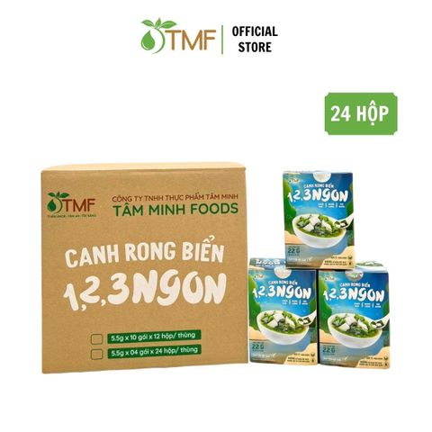 Thùng 24 Hộp Canh Rong Biển Ăn Liền Tâm Minh Foods - Hộp 4 Gói Nấu Canh Đậu Hũ Nguyên Liệu Tự Nhiên, Dinh Dưỡng Cao