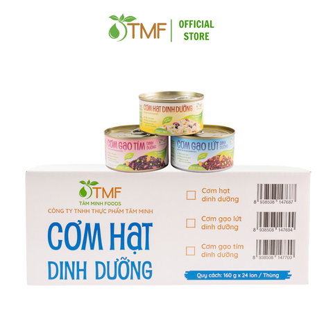 Thùng mix 3 vị Cơm hạt dinh dưỡng ăn liền TÂM MINH FOODS