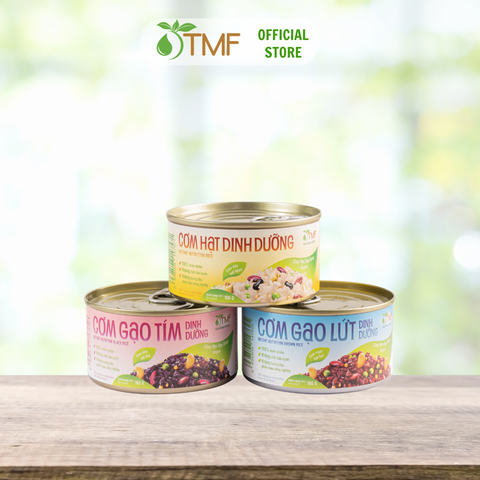 Combo mix 3 lon Cơm gạo tím, cơm gạo lứt và cơm hạt dinh dưỡng ăn liền 160g TÂM MINH FOODS