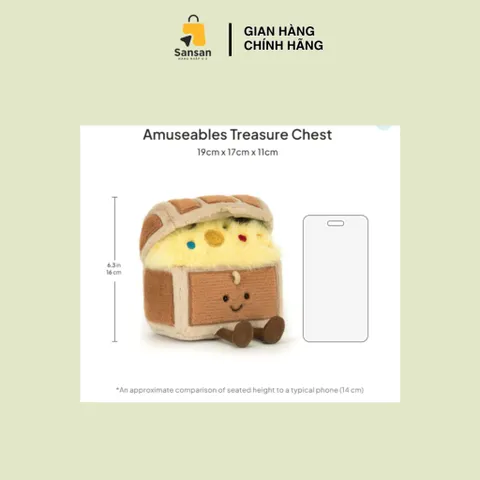 Gấu bông hình rương kho báu, cây cọ Jellycat Amuseables Treasure Chest, Pammie Palm Tree newtag- Mỹ