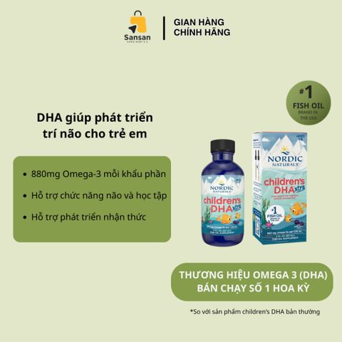 TPBVSK Dầu cá Nordic Naturals Children's DHA xtra dành cho bé 880mg, hương vị quả mọng 60ml, 90 viên - Nội địa Mỹ