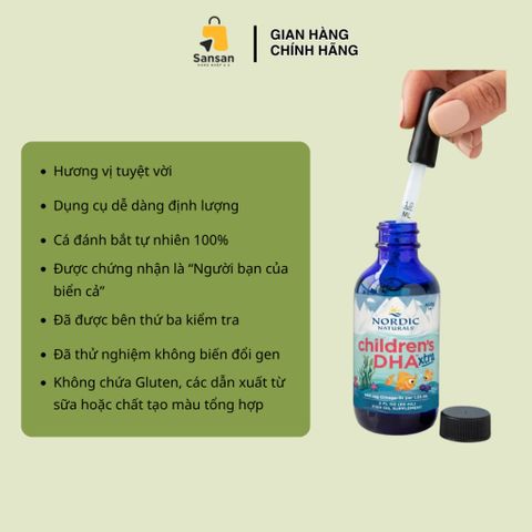 TPBVSK Dầu cá Nordic Naturals Children's DHA xtra dành cho bé 880mg, hương vị quả mọng 60ml, 90 viên - Nội địa Mỹ