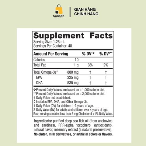 TPBVSK Dầu cá Nordic Naturals Children's DHA xtra dành cho bé 880mg, hương vị quả mọng 60ml, 90 viên - Nội địa Mỹ