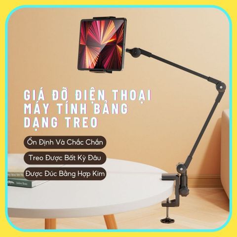 Giá đỡ điện thoại máy tính bảng dạng treo, hợp kim carbon chắc chắn, điều chỉnh xoay 360 độ