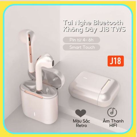 Tai nghe Bluetooth J18 TWS tích hợp đàm thoại, âm thanh HiFi, thao tác chạm