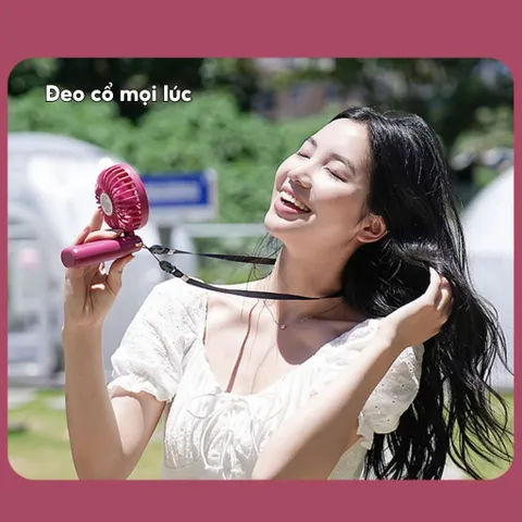 Quạt cầm tay Disney DS18, màn hình led, 5 mức độ gió sử dụng đến 8 tiếng kèm dây đeo và chân đế