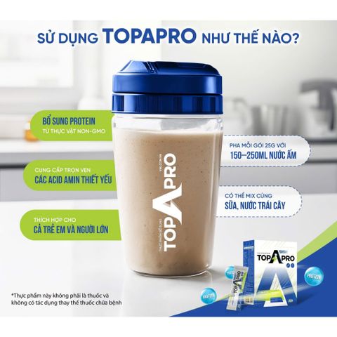 TopAPro - bổ sung protein thực vật, acid amin thiết yếu và khoáng chất - gói bột hòa tan 25g tiện lợi