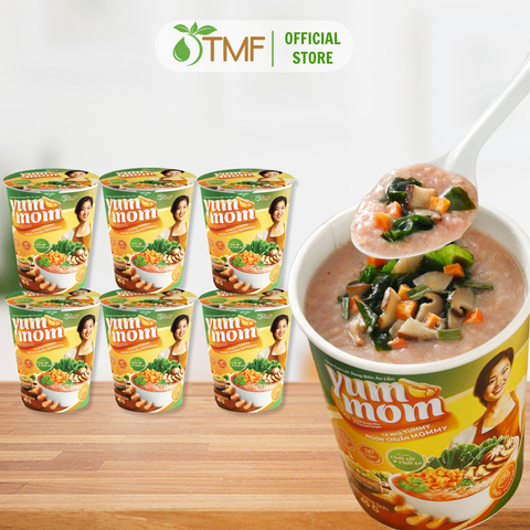 Combo 6 Ly Cháo Gạo Lứt Rong Biển Yến Mạch Ăn Liền Yum Mom 45g - Dinh Dưỡng Cho Bé Ăn Dặm, Tiện Lợi, Tự Nhiên