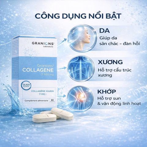 (sale date 11/26) Viên Uống Collagen Granions 2500mg -  Giảm Nếp Nhăn, Tăng Cường Độ Đàn Hồi Cho Da - 60 Viên