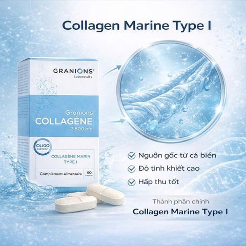 (sale date 11/26) Viên Uống Collagen Granions 2500mg -  Giảm Nếp Nhăn, Tăng Cường Độ Đàn Hồi Cho Da - 60 Viên